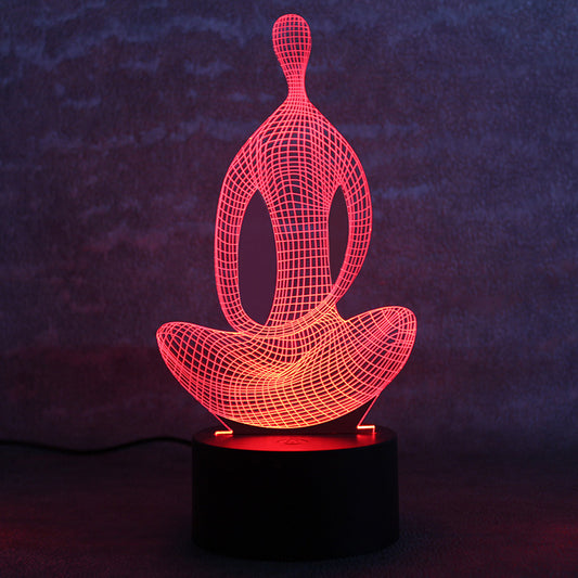 3D Yoga LED Night Light | 7-Color Changing Meditation Acrylic Lamp