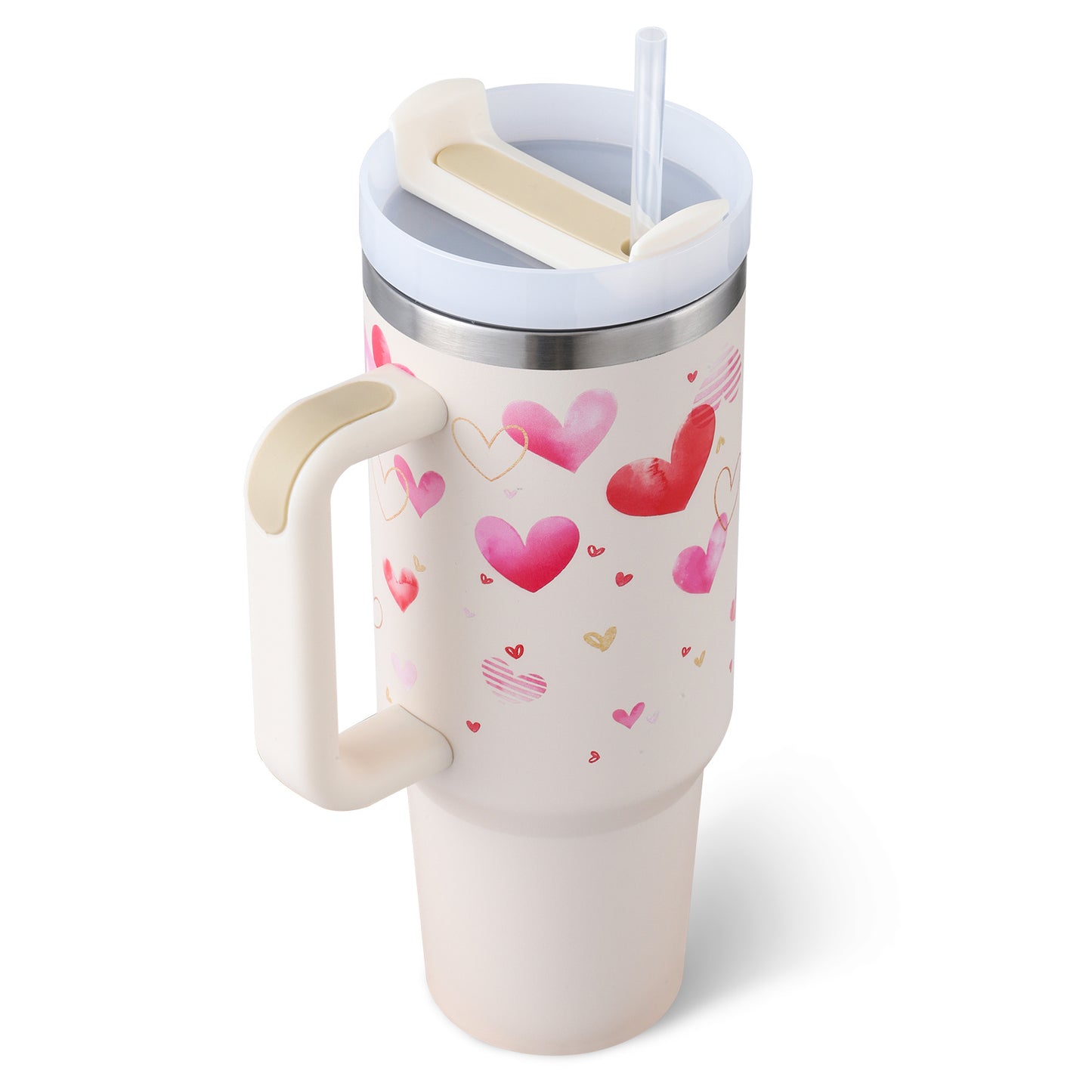 40oz Insulated Tumbler with Handle & Straw | Stainless Steel Travel Mug