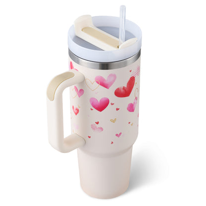 40oz Insulated Tumbler with Handle & Straw | Stainless Steel Travel Mug