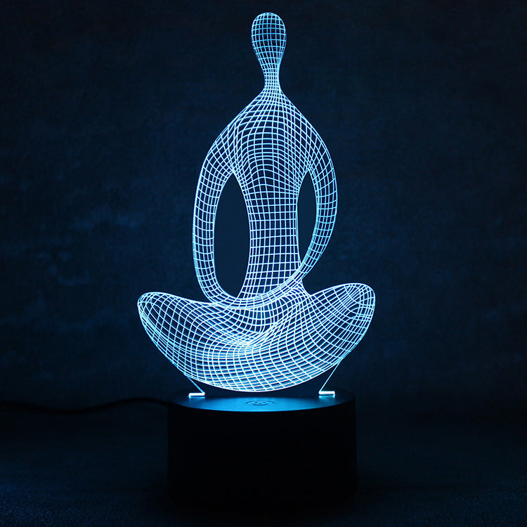 3D Yoga LED Night Light | 7-Color Changing Meditation Acrylic Lamp