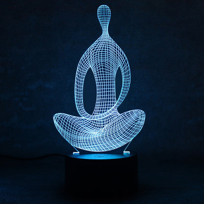 3D Yoga LED Night Light | 7-Color Changing Meditation Acrylic Lamp