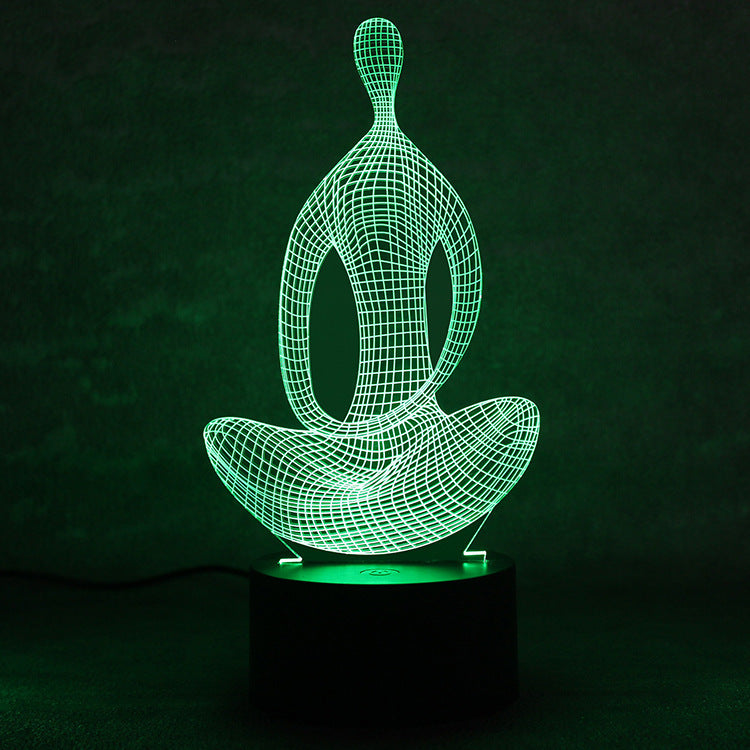 3D Yoga LED Night Light | 7-Color Changing Meditation Acrylic Lamp
