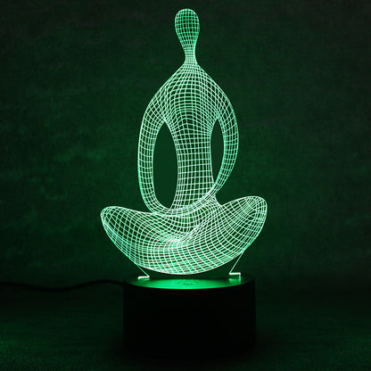 3D Yoga LED Night Light | 7-Color Changing Meditation Acrylic Lamp
