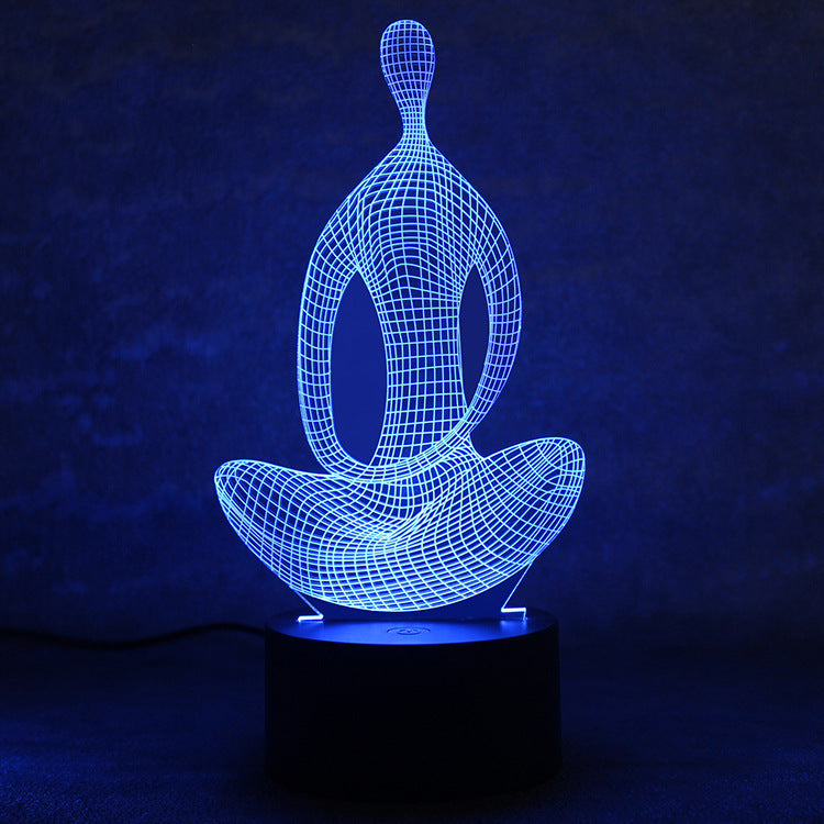 3D Yoga LED Night Light | 7-Color Changing Meditation Acrylic Lamp