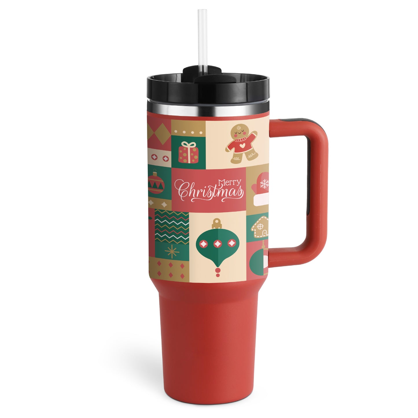 40oz Insulated Tumbler with Handle & Straw | Stainless Steel Travel Mug
