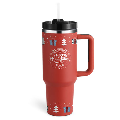 40oz Insulated Tumbler with Handle & Straw | Stainless Steel Travel Mug