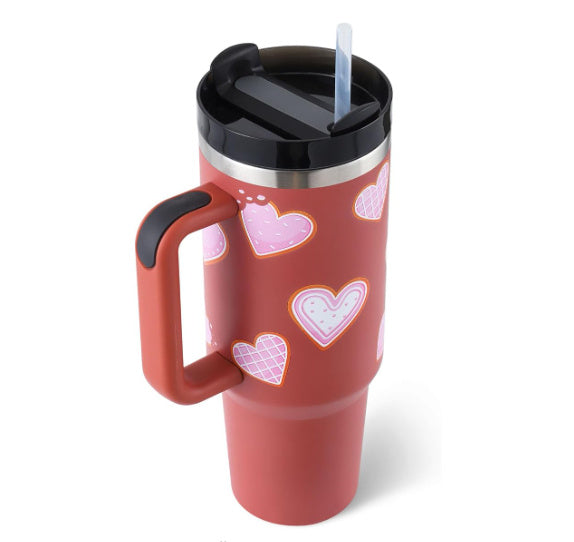 40oz Insulated Tumbler with Handle & Straw | Stainless Steel Travel Mug