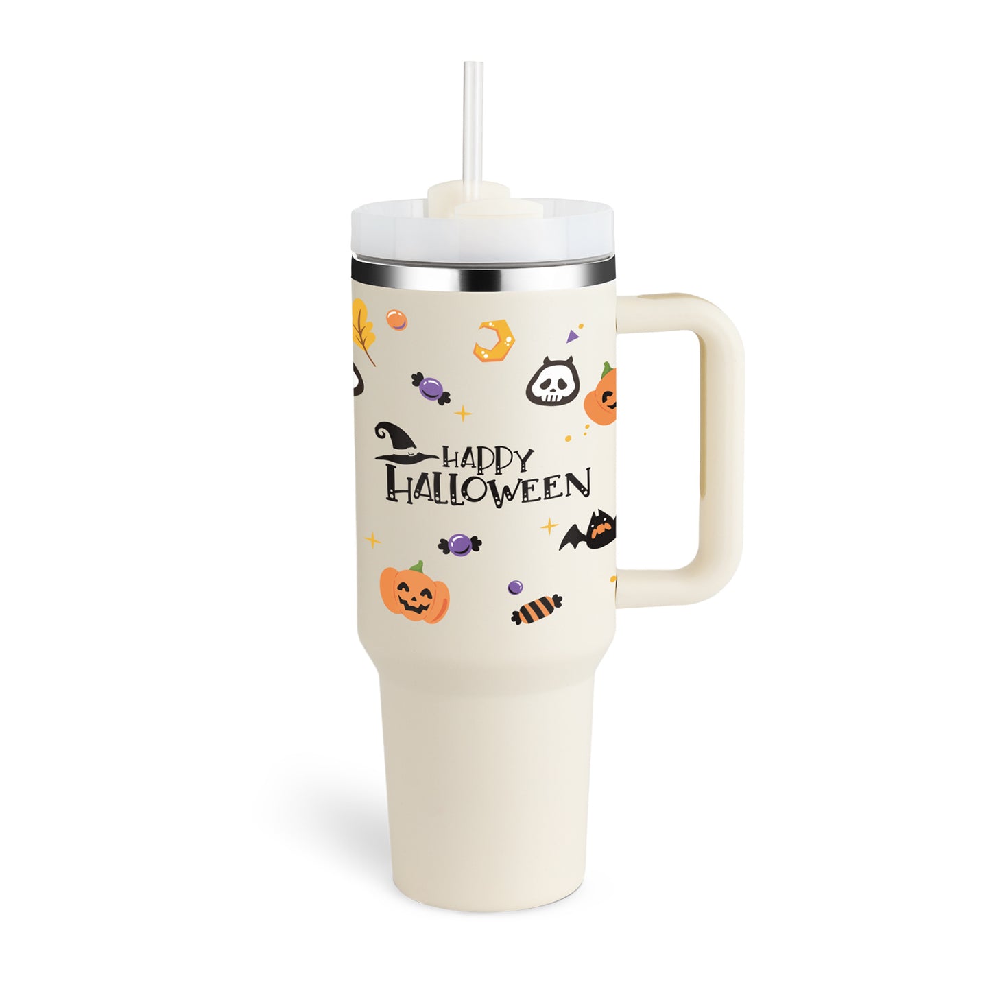 40oz Insulated Tumbler with Handle & Straw | Stainless Steel Travel Mug