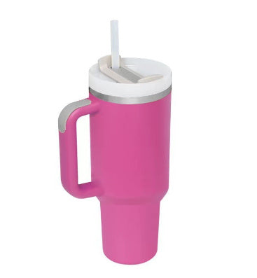 40oz Insulated Tumbler with Handle & Straw | Stainless Steel Travel Mug