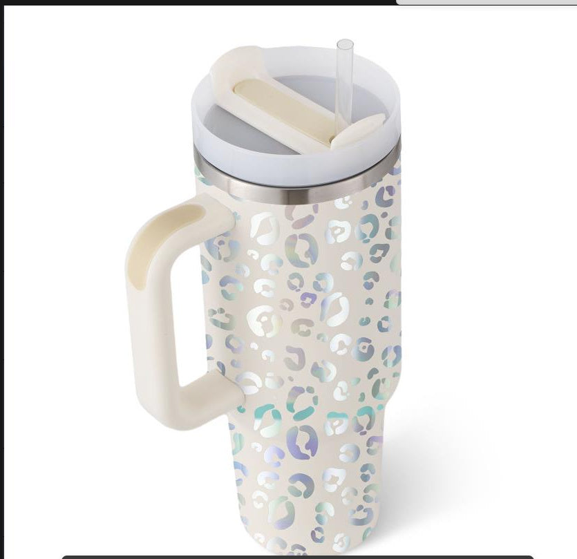 40oz Insulated Tumbler with Handle & Straw | Stainless Steel Travel Mug