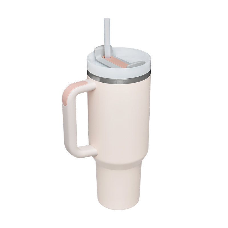 40oz Insulated Tumbler with Handle & Straw | Stainless Steel Travel Mug