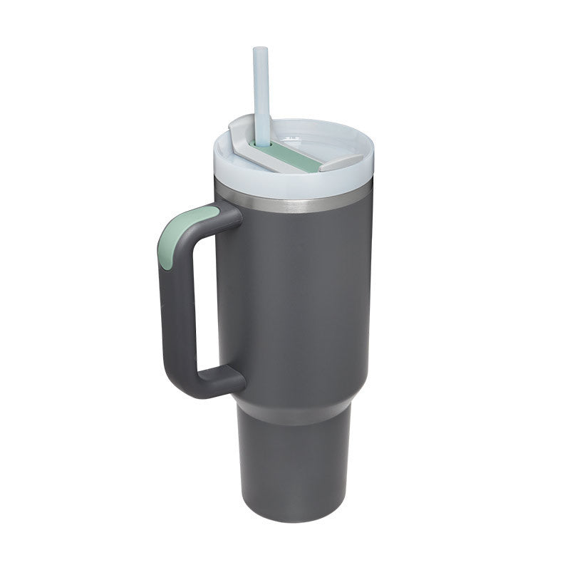 40oz Insulated Tumbler with Handle & Straw | Stainless Steel Travel Mug