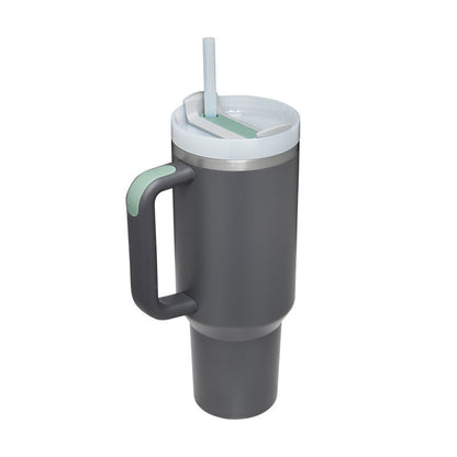 40oz Insulated Tumbler with Handle & Straw | Stainless Steel Travel Mug