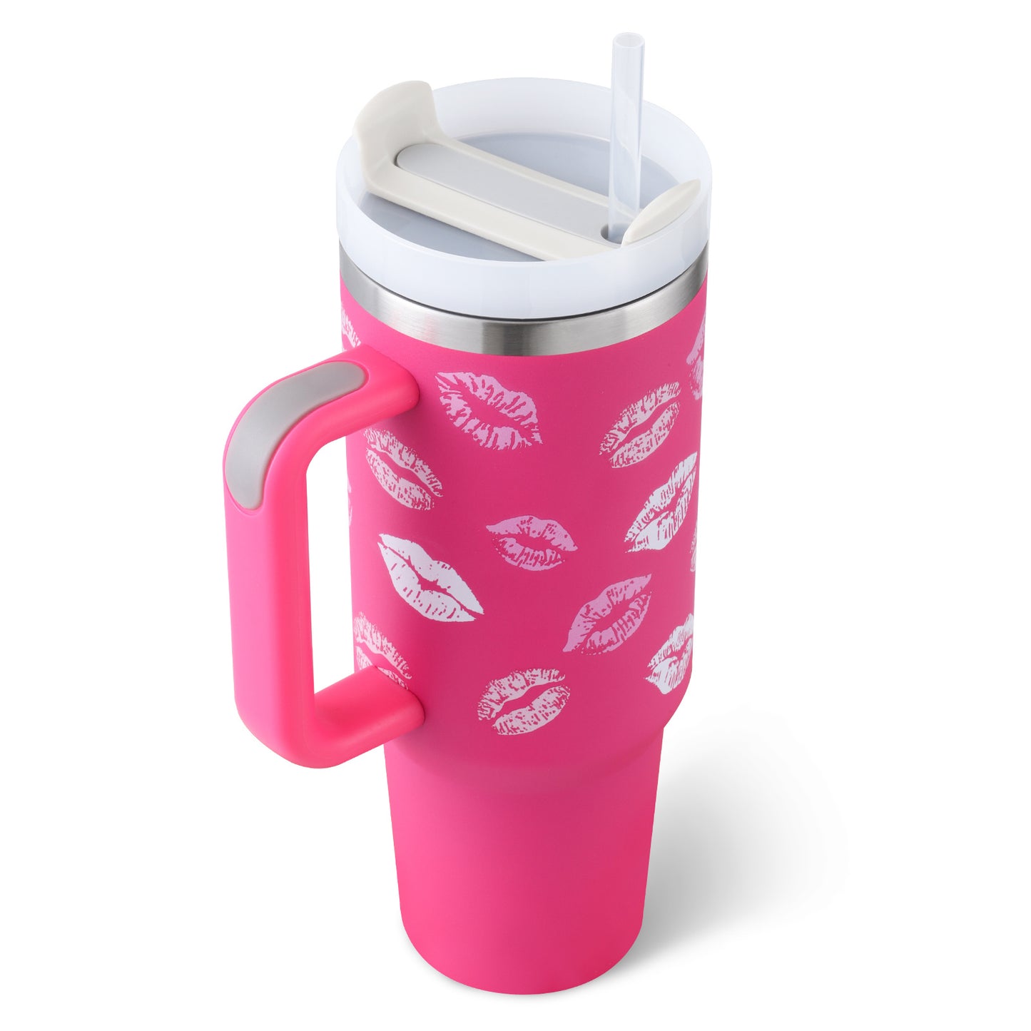 40oz Insulated Tumbler with Handle & Straw | Stainless Steel Travel Mug