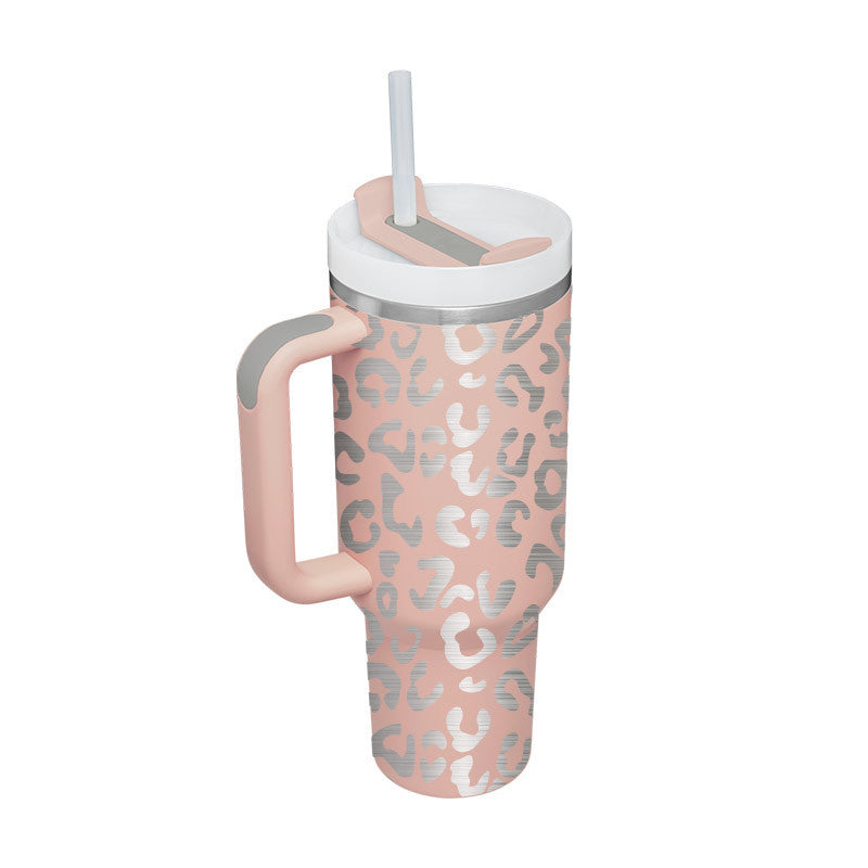 40oz Insulated Tumbler with Handle & Straw | Stainless Steel Travel Mug