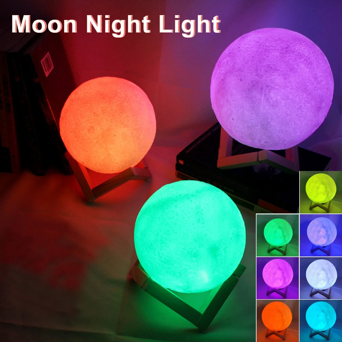 Moon Lamp LED Night Light | Starry Bedroom Décor & Kids Gift