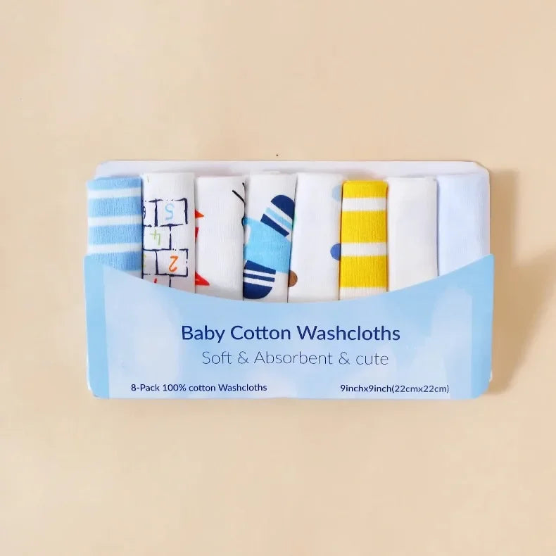 5/8 Pcs Cotton Newborn Baby Towels | Soft Washcloths & Nursing Wipes