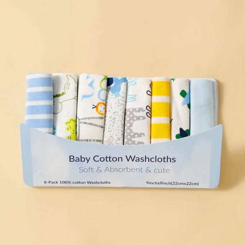 5/8 Pcs Cotton Newborn Baby Towels | Soft Washcloths & Nursing Wipes