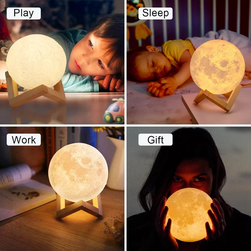 Moon Lamp LED Night Light | Starry Bedroom Décor & Kids Gift