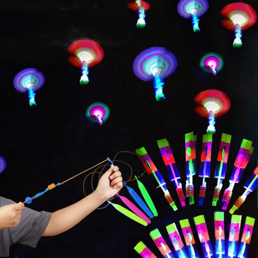 LED Flash Rocket Slingshot Toy | Flying Helicopter Glow Party Gift