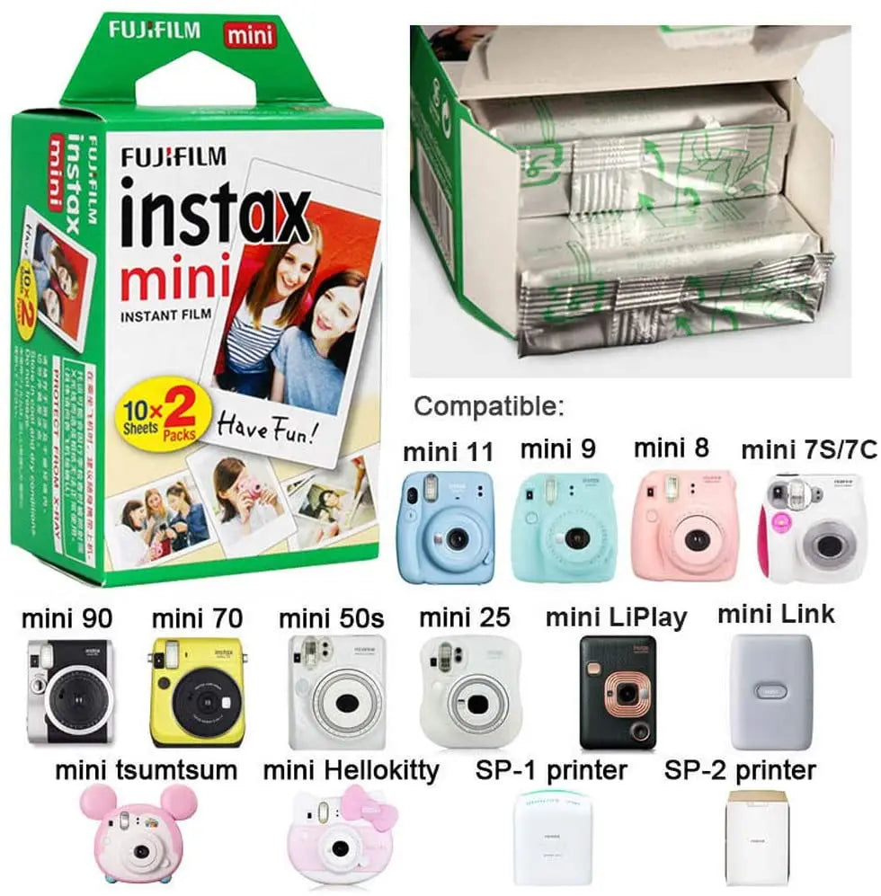 Fujifilm Instax Mini Film | 10–100 Sheets White Edge Photo Paper