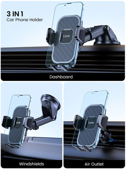 TOPK Car Phone Holder | Gravity Stand Dashboard, Windshield & Air Vent