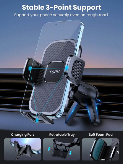 TOPK Car Phone Holder | Gravity Stand Dashboard, Windshield & Air Vent