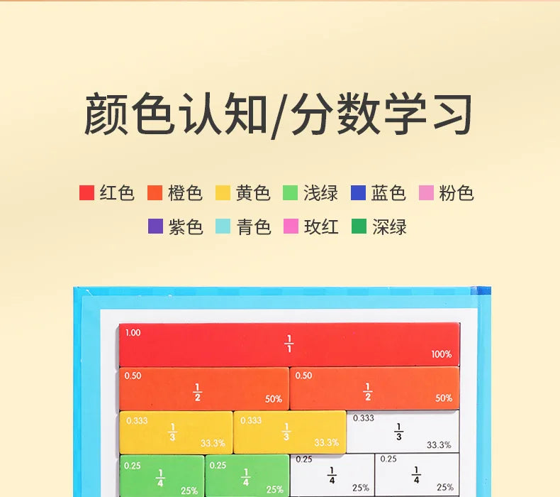 Montessori Fraction Math Toy | Magnetic Wooden Educational Book