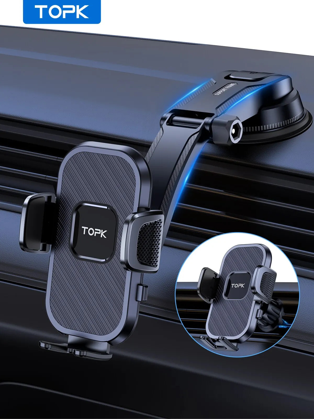 TOPK Car Phone Holder | Gravity Stand Dashboard, Windshield & Air Vent