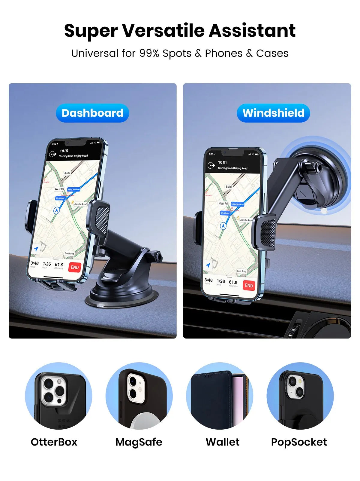 TOPK Car Phone Holder | Gravity Stand Dashboard, Windshield & Air Vent