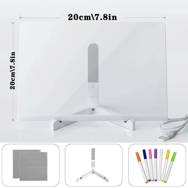 LED Drawing Board for Kids Magic Light Blackboard with Night Lamp Reusable Acrylic Message Doodle Toy Art Montessori Kids Gift