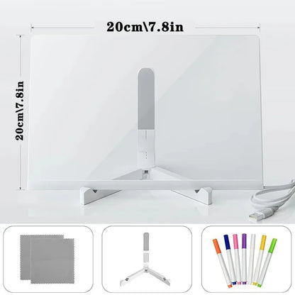 LED Drawing Board for Kids Magic Light Blackboard with Night Lamp Reusable Acrylic Message Doodle Toy Art Montessori Kids Gift
