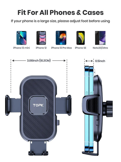 TOPK Car Phone Holder | Gravity Stand Dashboard, Windshield & Air Vent