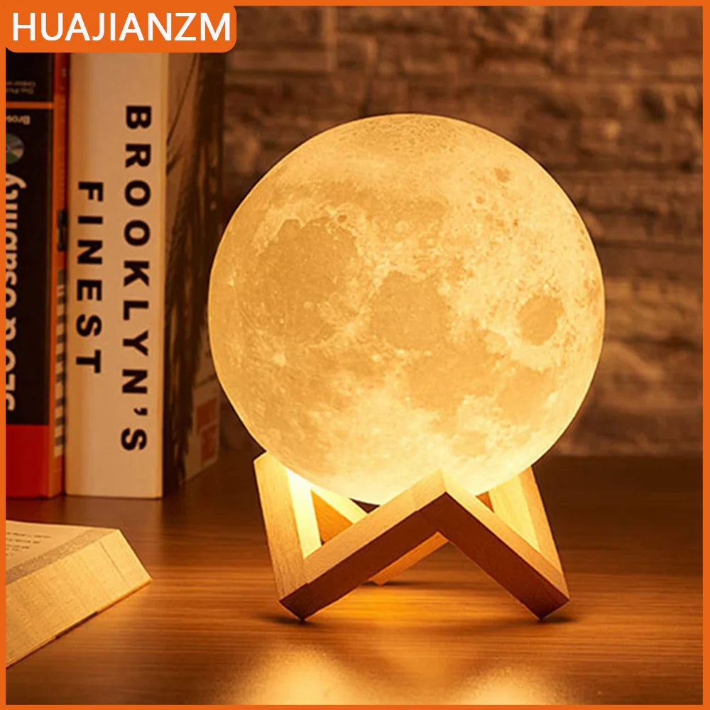 Moon Lamp LED Night Light | Starry Bedroom Décor & Kids Gift