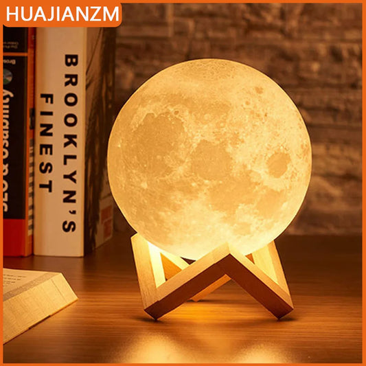 Moon Lamp LED Night Light | Starry Bedroom Décor & Kids Gift