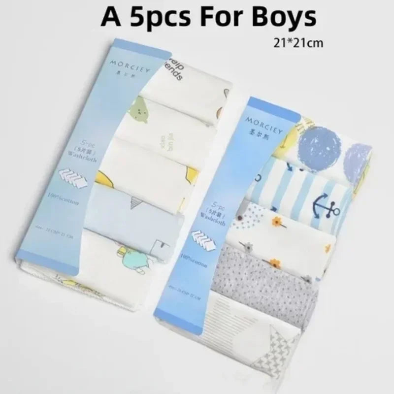 5/8 Pcs Cotton Newborn Baby Towels | Soft Washcloths & Nursing Wipes