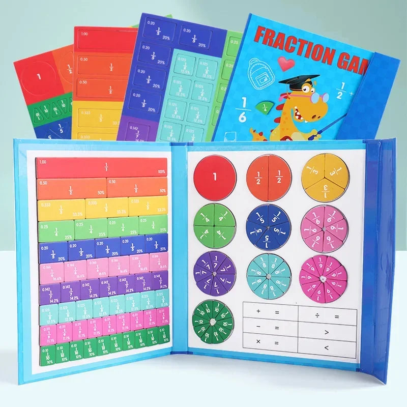 Montessori Fraction Math Toy | Magnetic Wooden Educational Book
