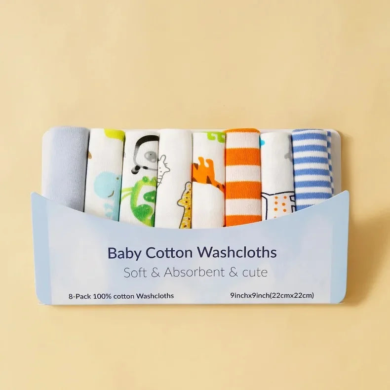 5/8 Pcs Cotton Newborn Baby Towels | Soft Washcloths & Nursing Wipes