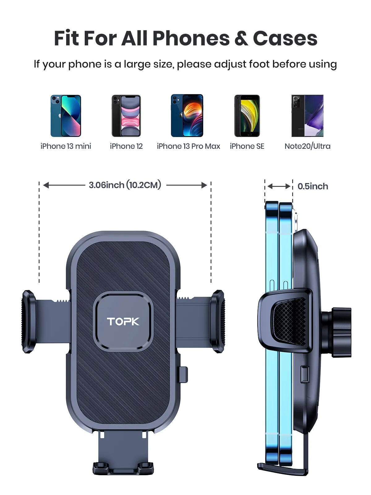 TOPK Car Phone Holder | Gravity Stand Dashboard, Windshield & Air Vent