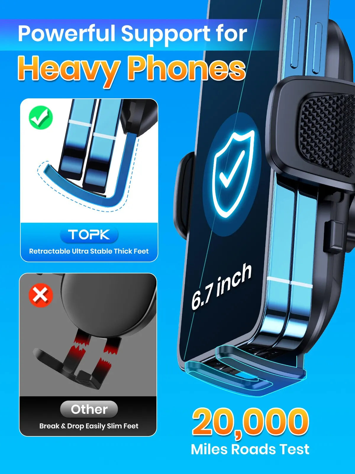 TOPK Car Phone Holder | Gravity Stand Dashboard, Windshield & Air Vent