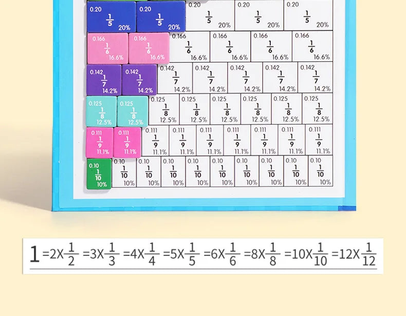 Montessori Fraction Math Toy | Magnetic Wooden Educational Book