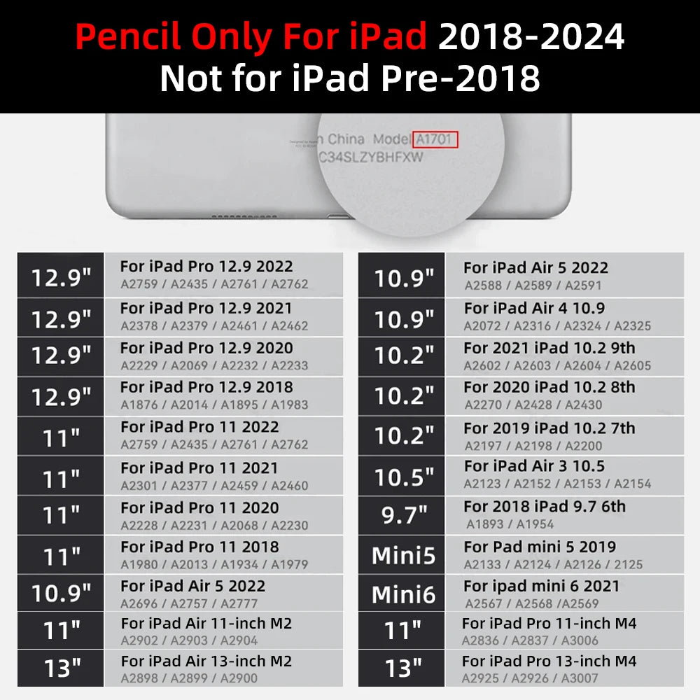iPad Pencil 2025 M3 Stylus | Palm Rejection Tilt Pen for iPad Pro/Air/Mini