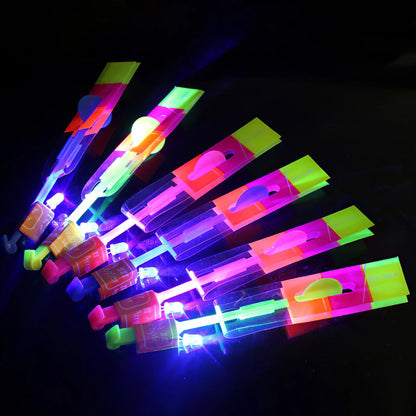 LED Flash Rocket Slingshot Toy | Flying Helicopter Glow Party Gift
