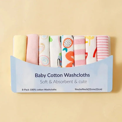 5/8 Pcs Cotton Newborn Baby Towels | Soft Washcloths & Nursing Wipes
