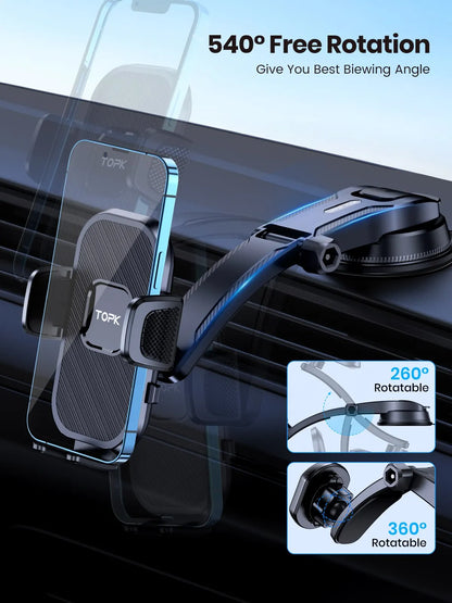 TOPK Car Phone Holder | Gravity Stand Dashboard, Windshield & Air Vent