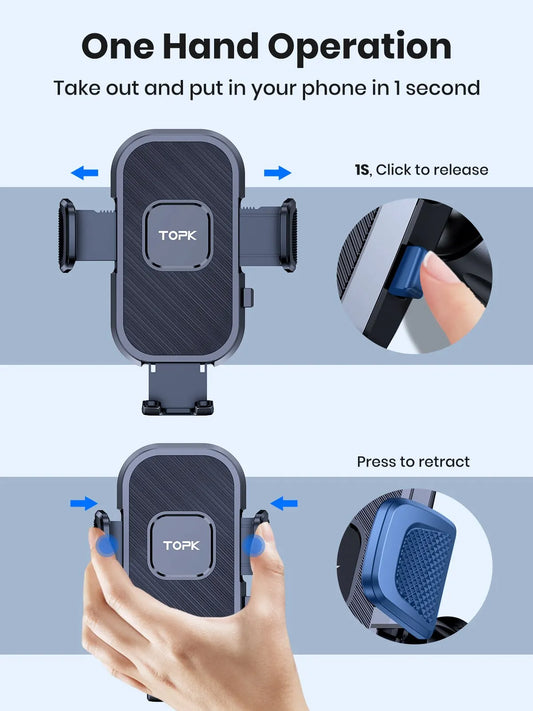 TOPK Car Phone Holder | Gravity Stand Dashboard, Windshield & Air Vent
