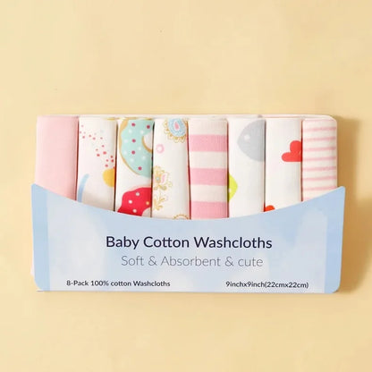 5/8 Pcs Cotton Newborn Baby Towels | Soft Washcloths & Nursing Wipes