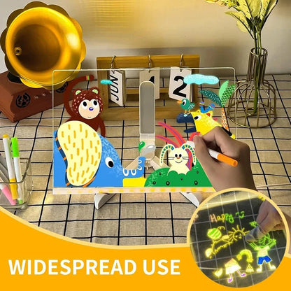 LED Drawing Board for Kids Magic Light Blackboard with Night Lamp Reusable Acrylic Message Doodle Toy Art Montessori Kids Gift