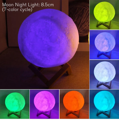 Moon Lamp LED Night Light | Starry Bedroom Décor & Kids Gift