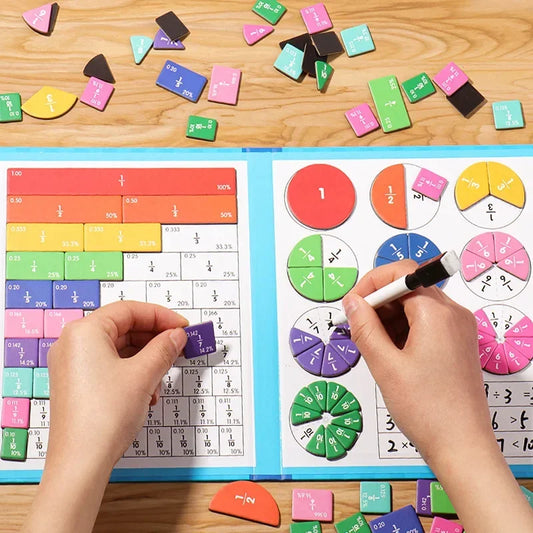 Montessori Fraction Math Toy | Magnetic Wooden Educational Book